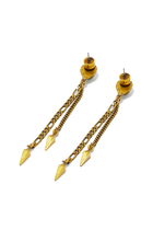 Eagle Head Linear Earrings, Brass